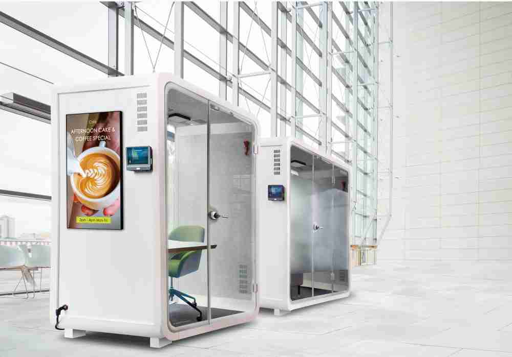 william威廉中文官网子公司达擎之智慧行动办公舱，，，采用PDLC智能调光玻璃设计，，透过通电与断电的电流切换，，呈现透明与雾面效果，，，，具节能降耗特性并兼顾隐私，，，，确保信息安全